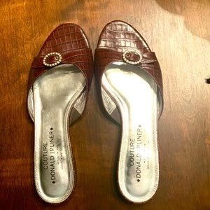 Donald J Pliner Couture Brown Leather Slides 8